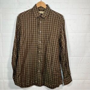 G Vasta Biella Collezioni 100% Cotton Plaid Shirt Made in Italy Size 16 / 41